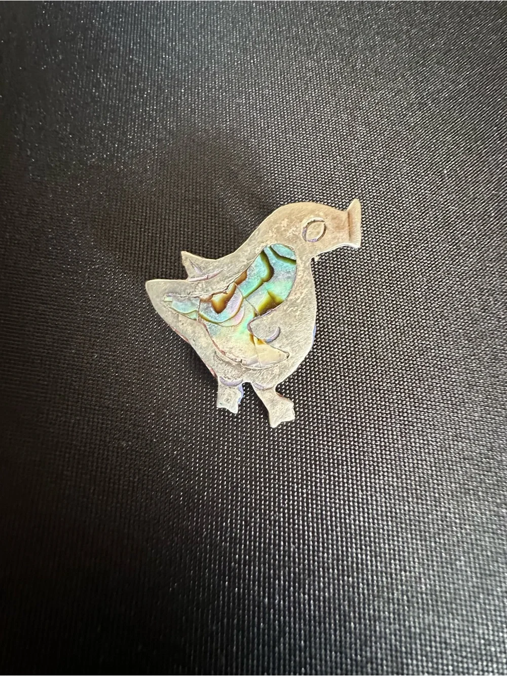 Vintage 925 sterling silver Mexican handmade abalone bird brooch